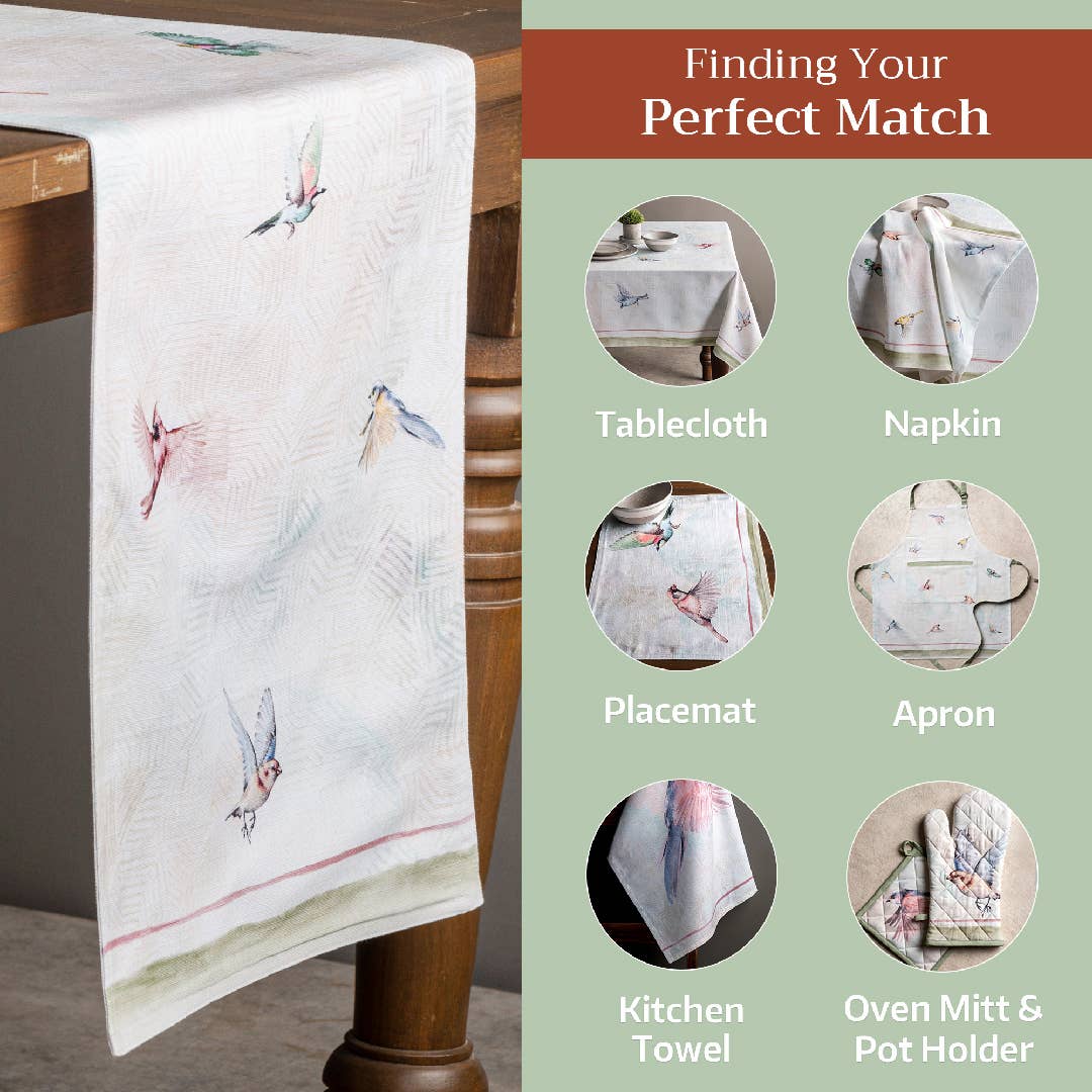 Maison d'Hermine - Design in Every Thread - Wholesale Table Runner - Table Runner 100% Cotton - Double Layer - Flying Birds11