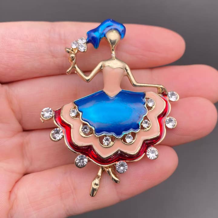 Mio Queena - Wholesale Brooch - Rhinestones Inlaid Enamel Dancing Girl Brooch3