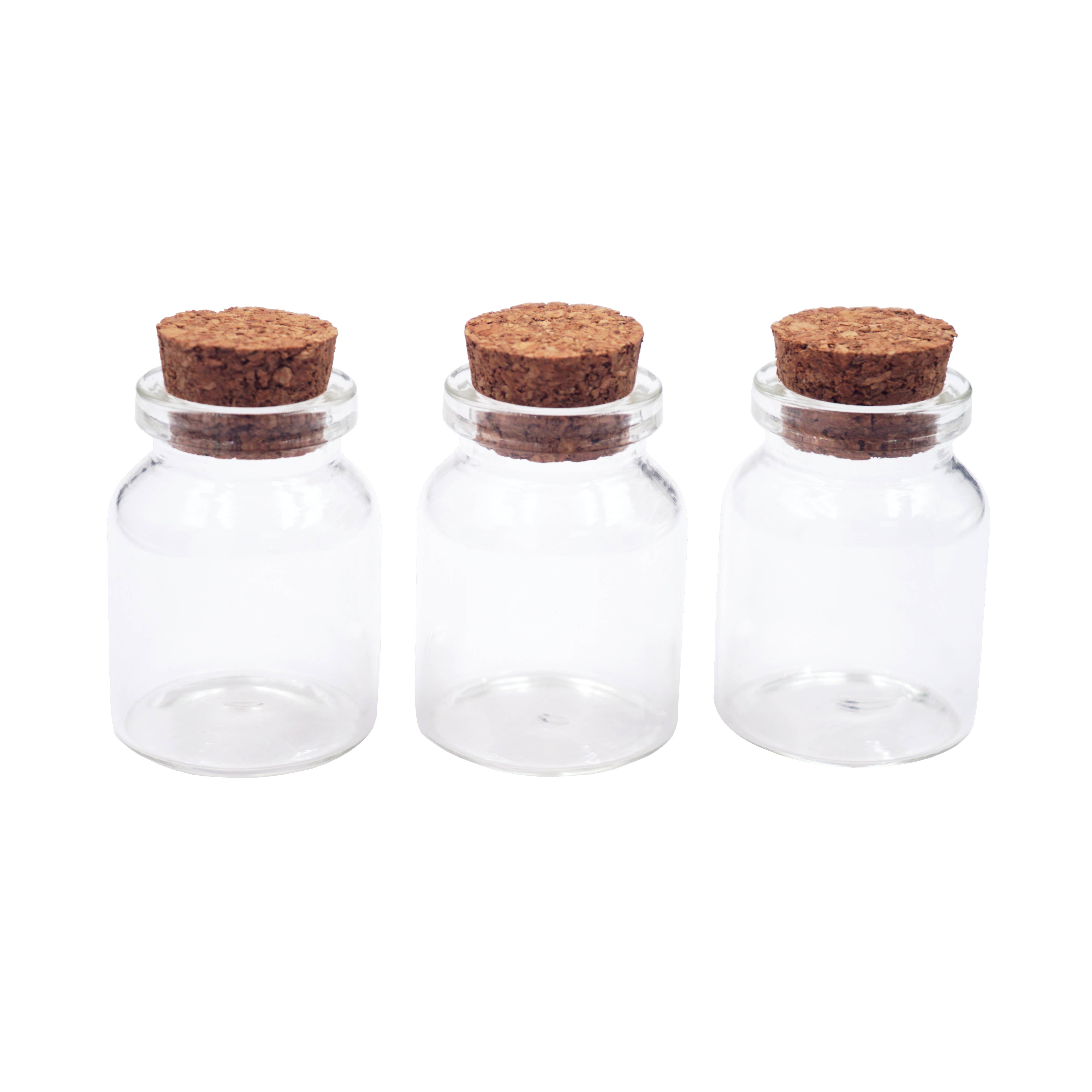 Angels Craft – wholesale Craft supplies – Mini Glass Bottle w/ Cork Lid, 20ml 3-ct1