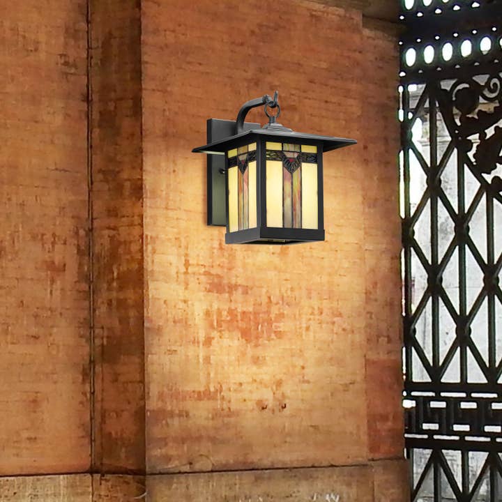 River of Goods - Wholesale Outdoor/Lawn Light - 11.75"H Louis Green Stained Glass Outdoor Light Fixture