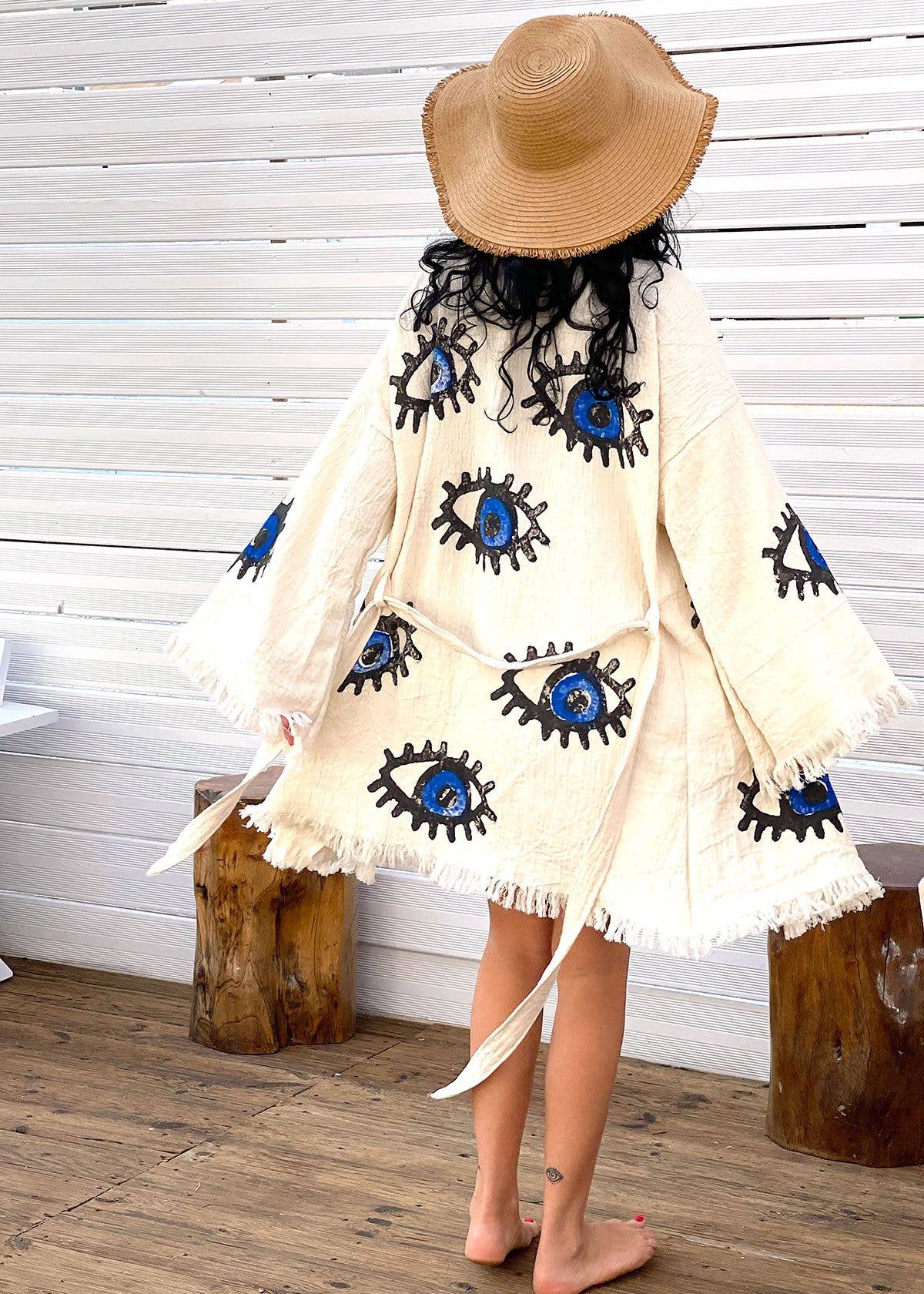 MARAÏS ATHENS – Engroshandel Kaftan - Dame – Økologisk bomuld peshtemal kort kaftan Matia2