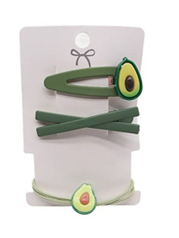 Avocado Pendant Two Clip And Tie String Scrunchie Hair Clip for wholesale by Cap Zone