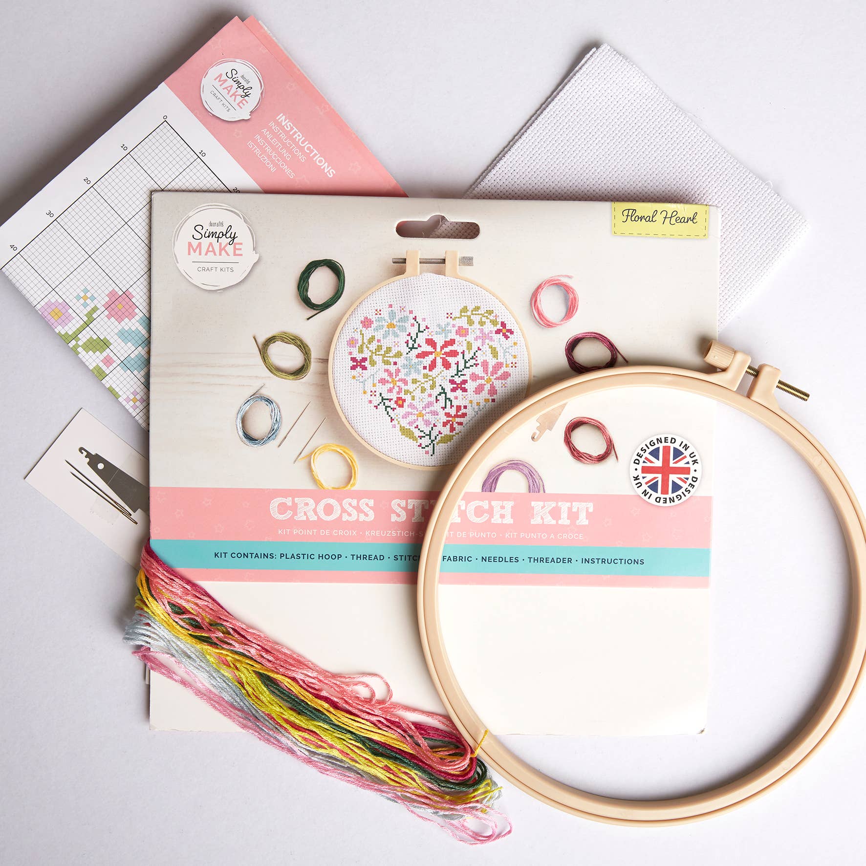 West Design Products – wholesale Embroidery/cross-stitch supplies – Simply Make Cross Stitch Craft Kit - Floral Heart Design2