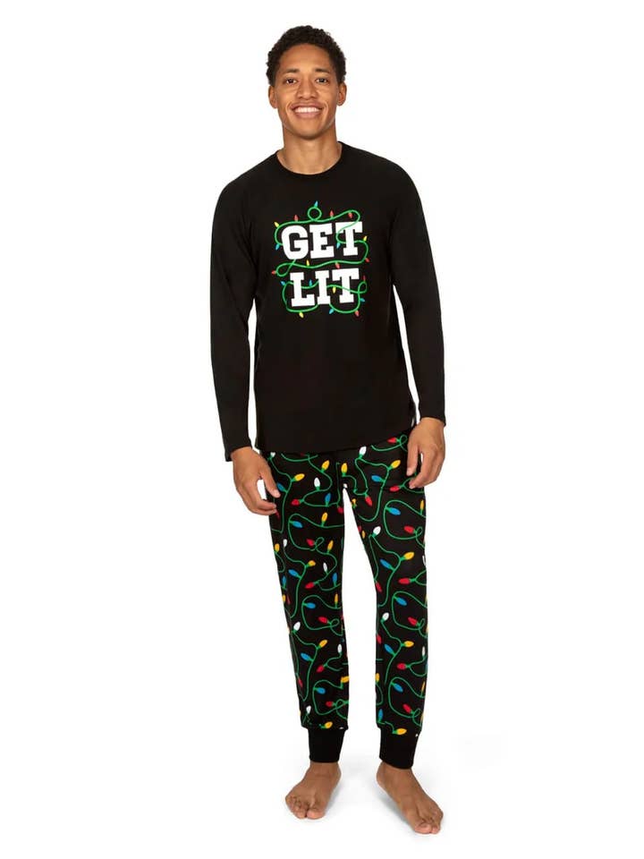 Tipsy Elves - Wholesale Sleepwear Set - Men's - Get Lit Men's Matching Family Christmas Pajama Set