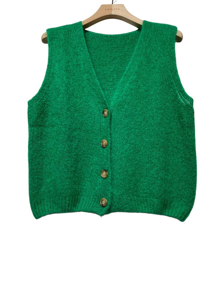 LINEN & COTTON HOUSE - Wholesale Sweater Vest - Women's - Sleeveless sweater with buttons 507114