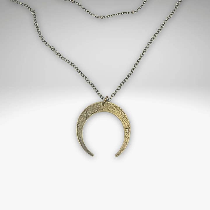 Horned Moon Necklace on satellite chain for wholesale by Daphne Lorna