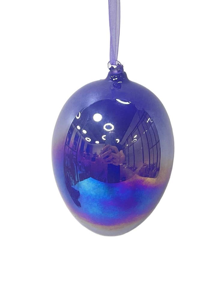 ŒUF DE PÂQUES FINI IRIDESCENT, 3,25"X4,875", VIOLET pour la vente par Select Artificials, Inc.