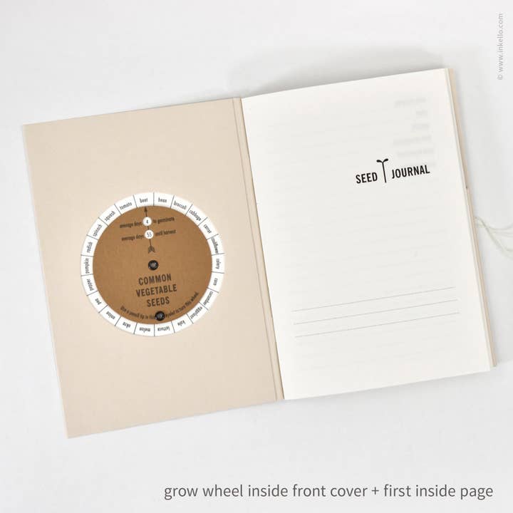 Inkello Letterpress - Wholesale Journal/Diary - Green Seedlings Seed Journal with Grow Wheel (#608)3