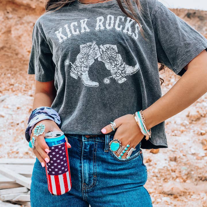 The Front Porch Label - Wholesale Drink Huggers & Koozies - Red, White, & Blue Flag Tall Coozie 2-Pack3