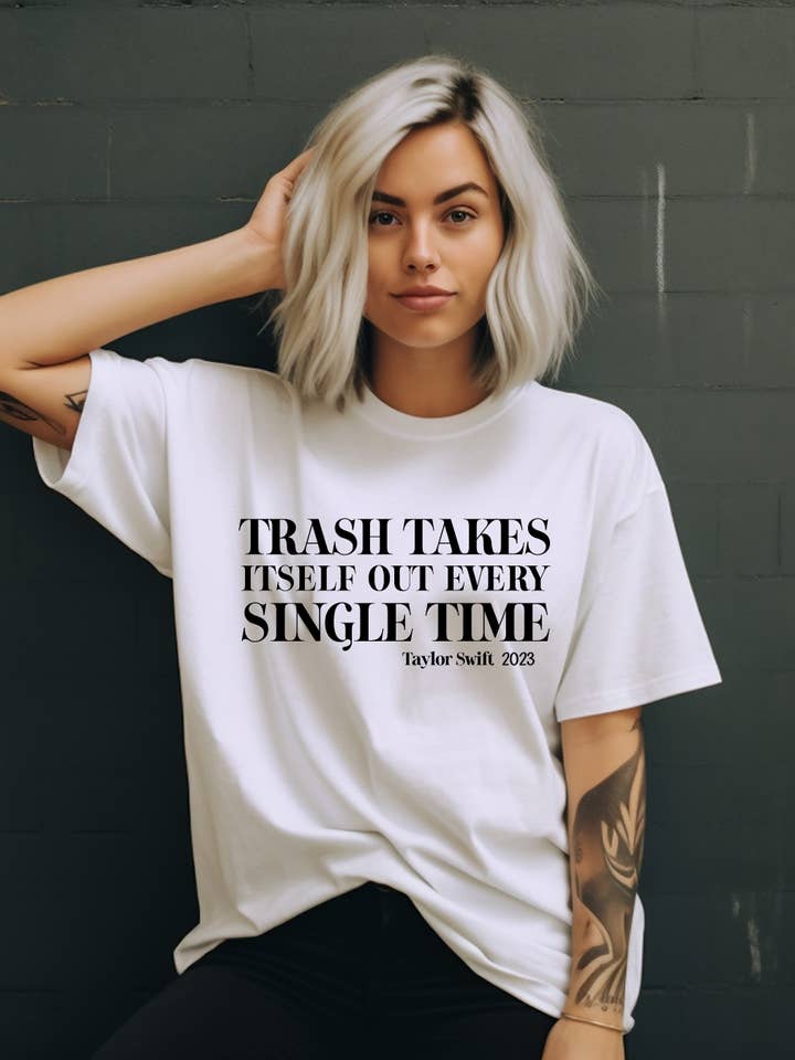 Uncommon Label - Wholesale Screen Printed T-Shirt - Women's - Trash Take Itself Out Swiftie Adult Tee (BLACK)0