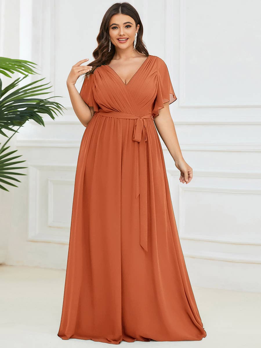 Ever-Pretty - Vente Robe – femme - Robes de soirée à volants à manches courtes exclusives B2B10