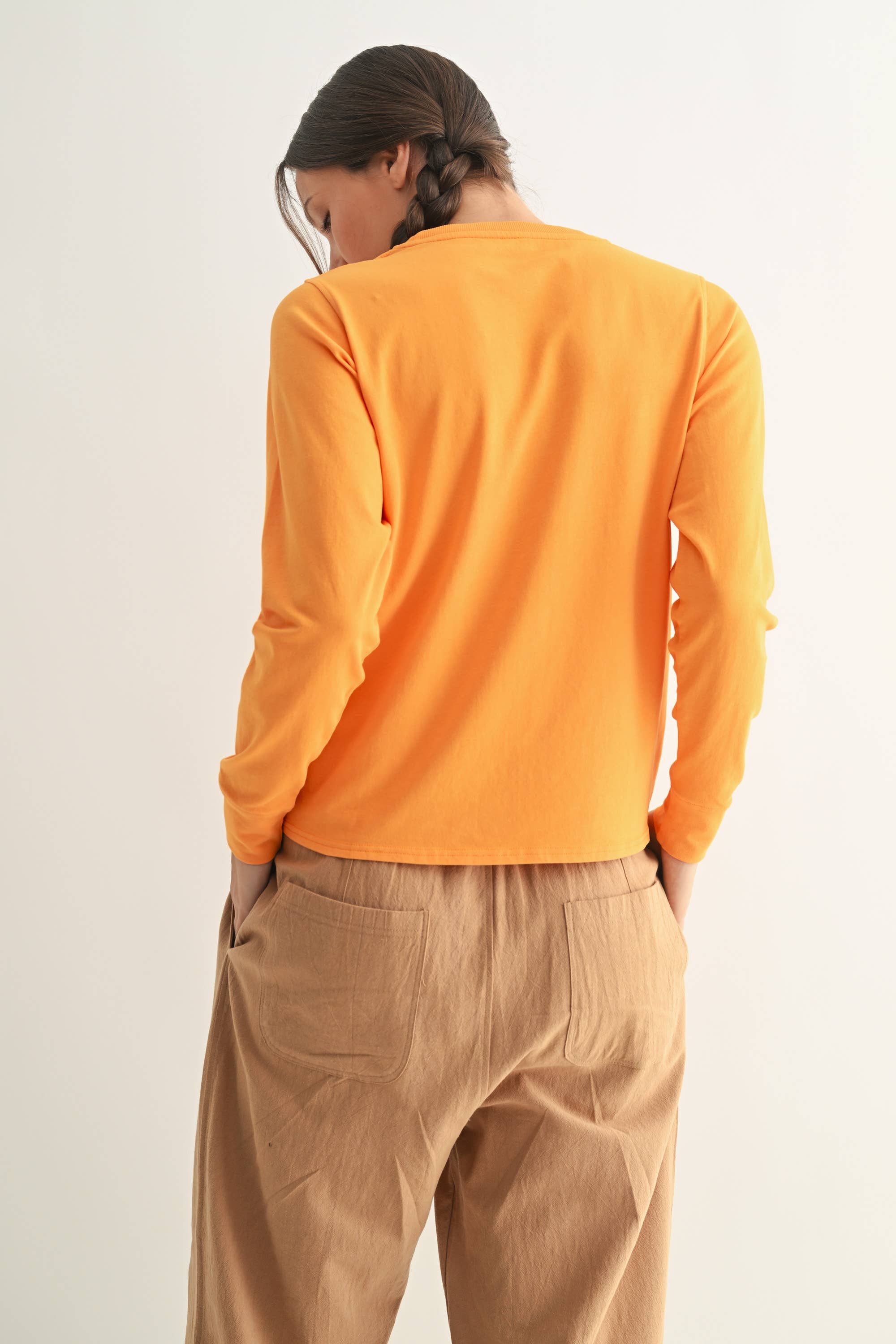 Mono B - Vendita all'ingrosso Maglietta - Donna - Maglia a Maniche Lunghe in Cotone Pima Stonewash a Taglio Ampio22