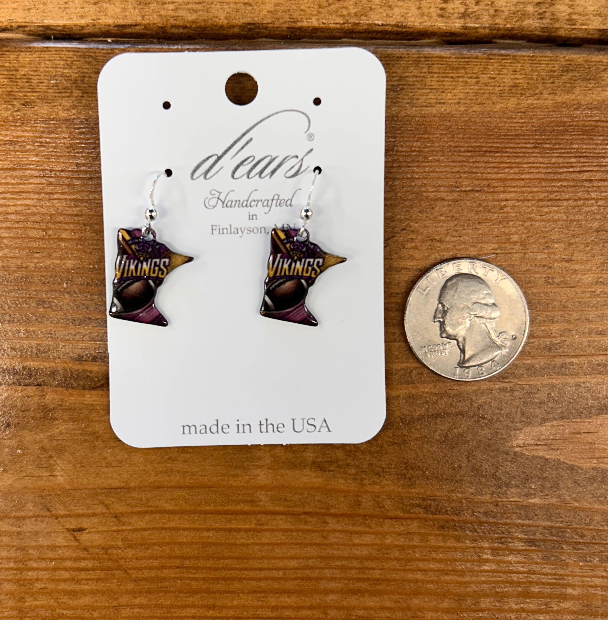 d'ears inc. - Wholesale Dangle Earrings - MN Vikings Dangle Earrings sterling silver earwires by USA2
