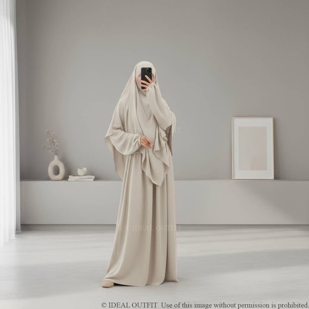 IDEAL OUTFIT - Wholesale Kaftan - Dames - 2-delige khimar en abaya set in jazzstijl ref:e2326+2501jazz5