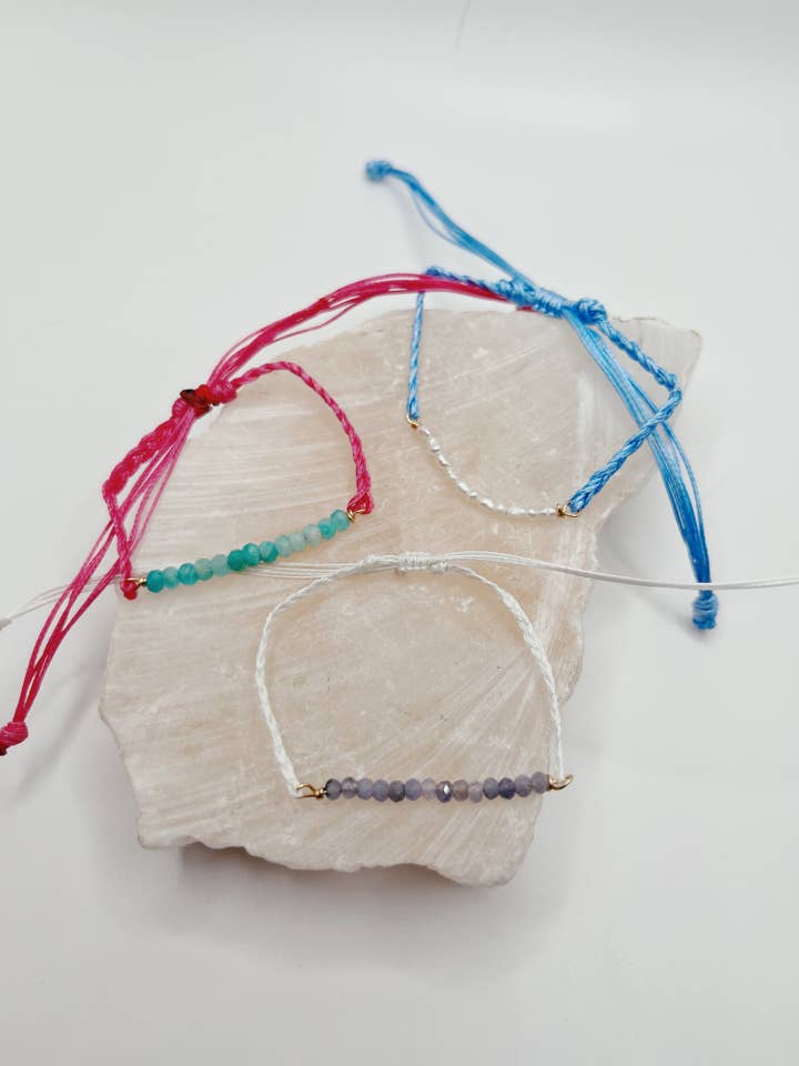 24k Gold Filled Gemstone Bracelet With Recycled Fishing Line for wholesale by Seastainably Made