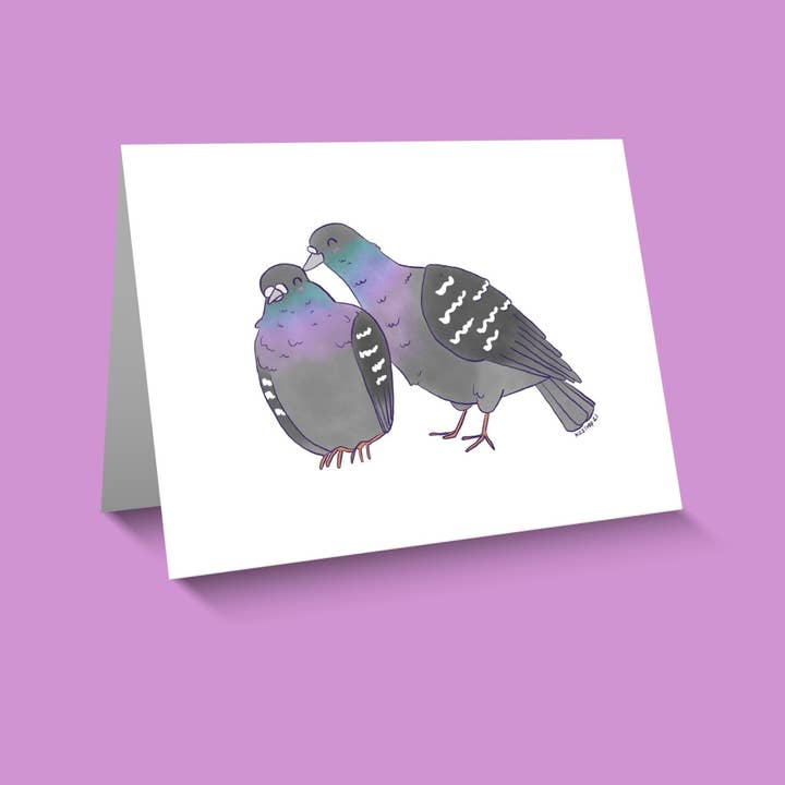 Kissing Pigeons Notecard - Blank Inside for wholesale by Kestrop Studio