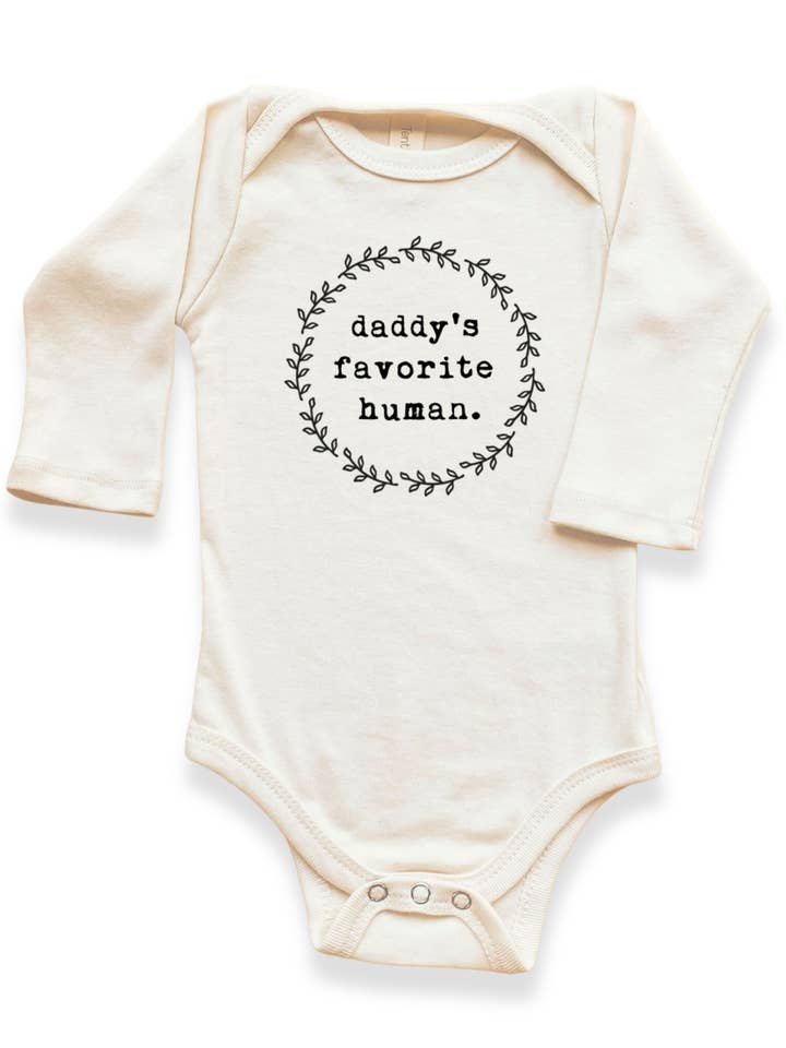 Daddy's Favorite Human Organic Bodysuit Long Sleeve for wholesale by Tenth & Pine