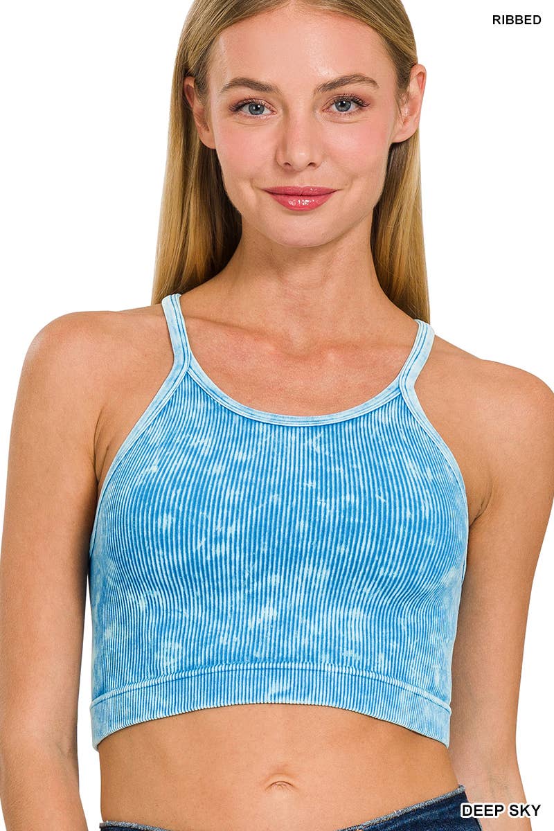 42POPS - Wholesale Tank Top - Women's - `.Washed Seamless Halter Crop Tank5