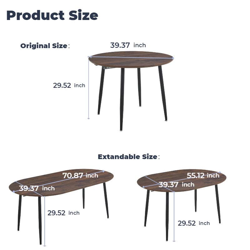 Loire Extendable Oval Walnut Dining Table with Black Metal Legs for wholesale on Faire7