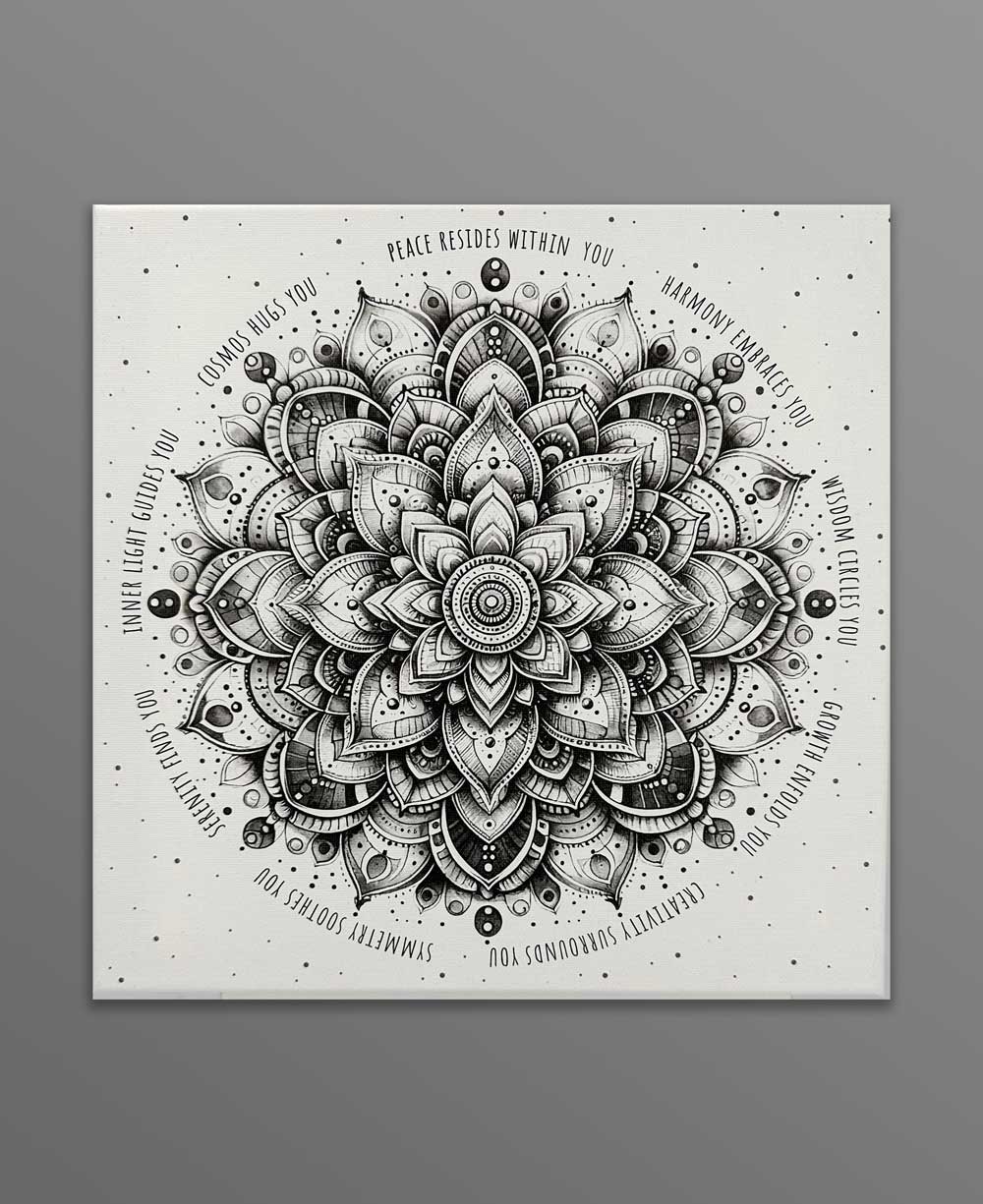 Buddha Groove - Vente Ensembles d'art mural - Impression sur toile murale monochrome Mandala Harmony
