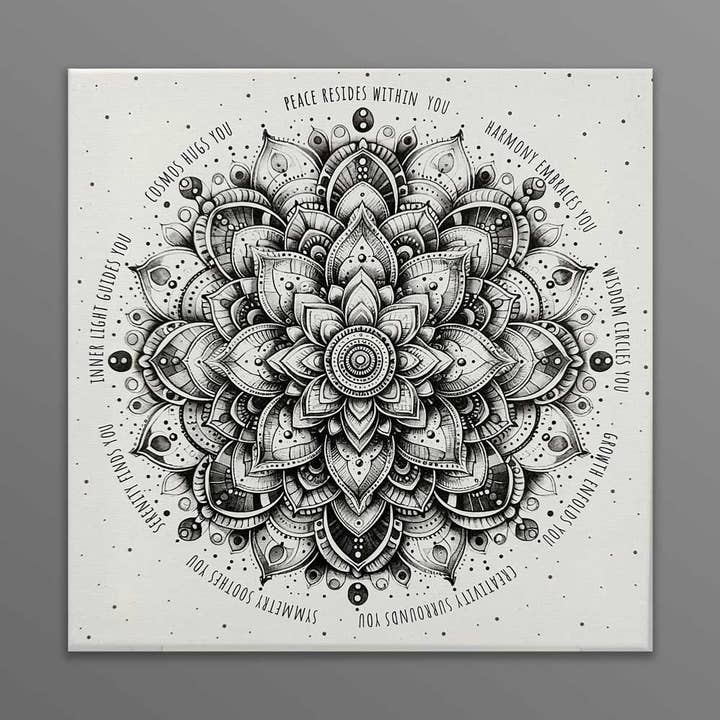 Buddha Groove - Vente Ensembles d'art mural - Impression sur toile murale monochrome Mandala Harmony0