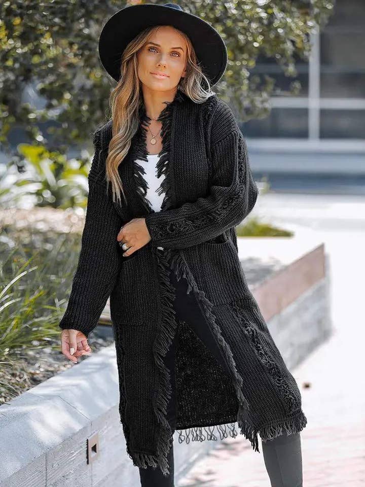 open front tassel design knit cardigan for wholesale by Flarix