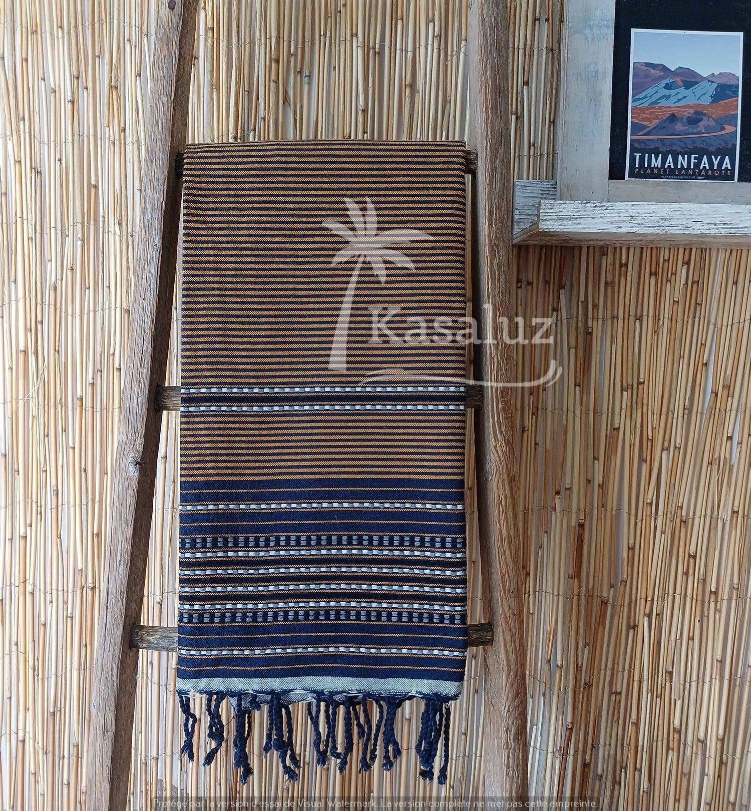 KASALUZ - Vente Serviette de plage - Fouta Playa Gypsy Bleu marine 100% coton1