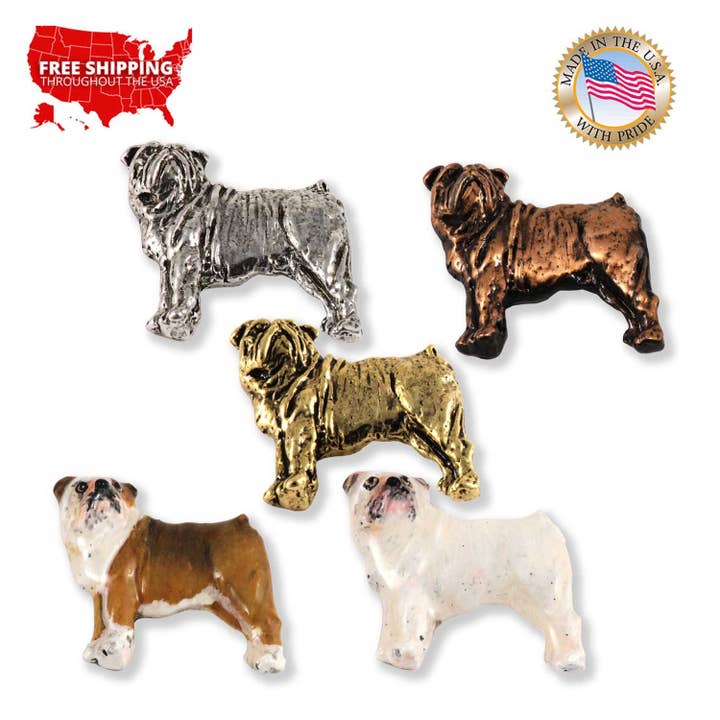 Creative Pewter Designs – Engroshandel Reversnål/knap – Engelsk bulldog tin reversnål eller magnet