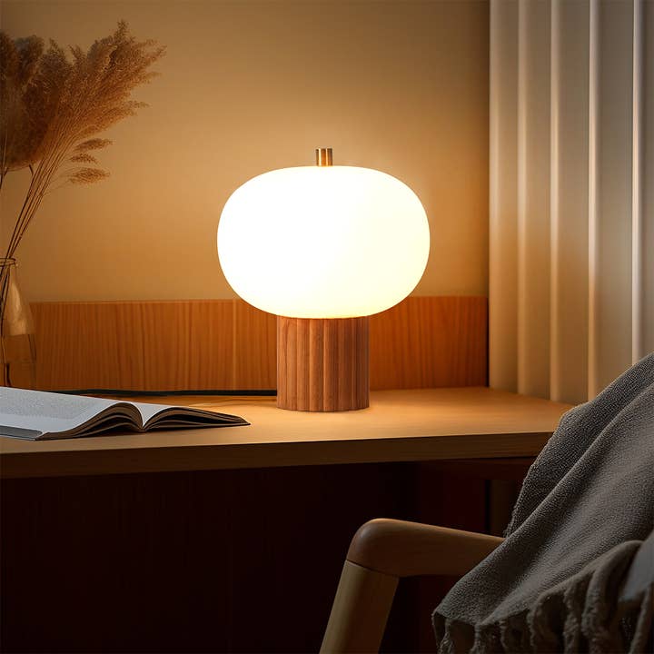 Nova of California - Wholesale Accent/Desk Lamp - Table Lamp Tambo 15" Ash Brass Opal Glass1