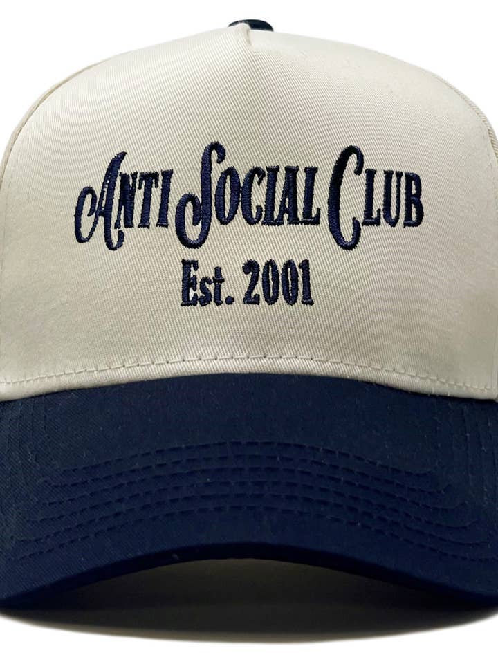 Two Tone Cap - Anti Social Club (Navy/Beige) for wholesale by Funky Junque
