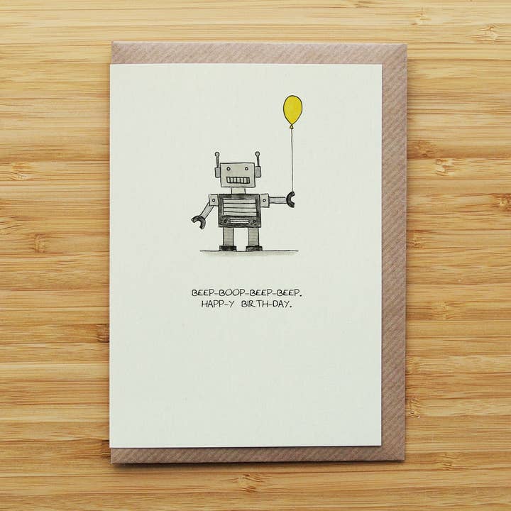 RossJDesigns - Wholesale Birthday Card - Robot Birthday Card - Funny - Gamer - Nerd - Recycled Card