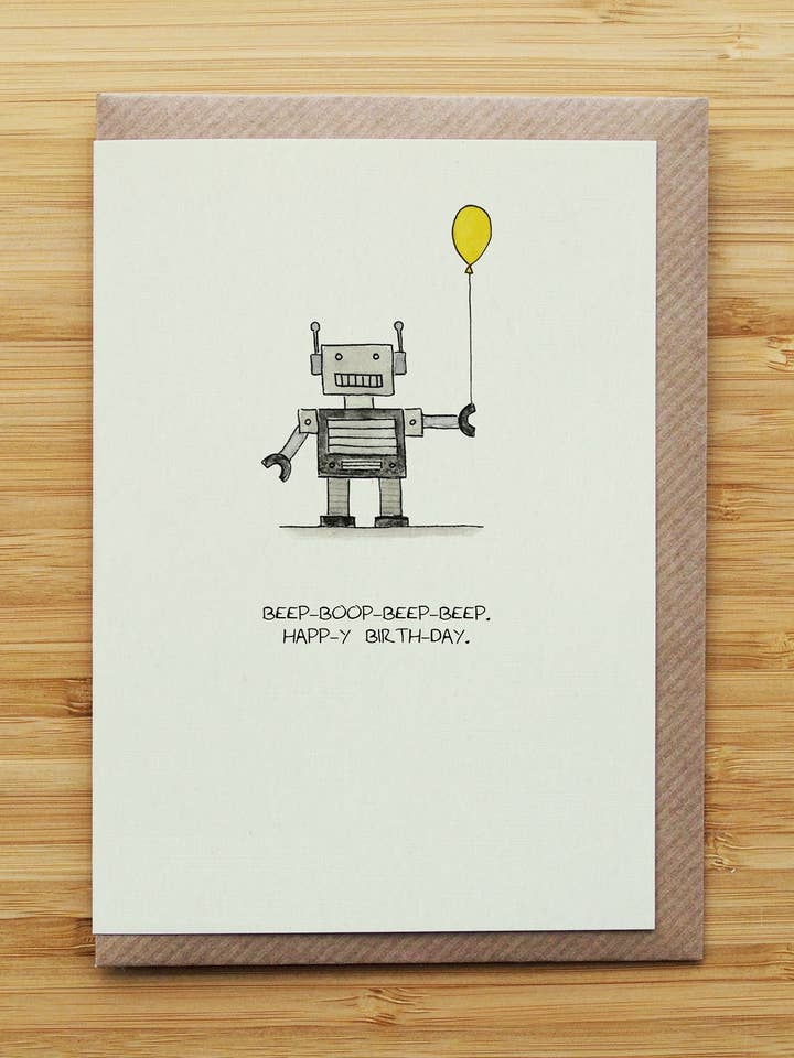 Robot Birthday Card - Funny - Gamer - Nerd - Recycled Card for wholesale by RossJDesigns