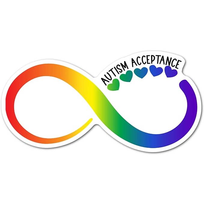 Autism Acceptance Infinity Rainbow Symbol Sticker for wholesale by Chic Sticker Cafe