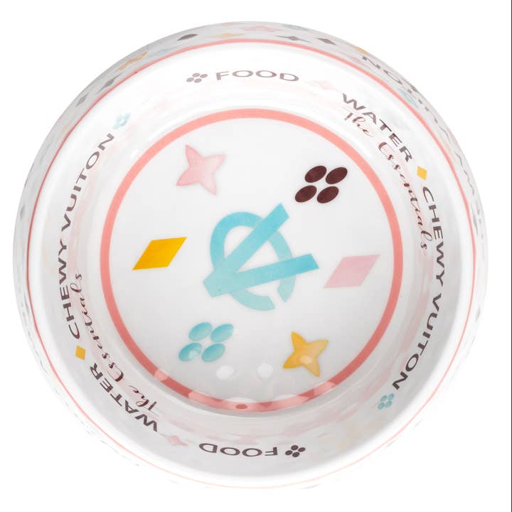 Haute Diggity Dog - Wholesale Pet Bowl - Cat/Dog - White Chewy Vuiton Dog Bowl - 3 Sizes!! Dog Food Bowl