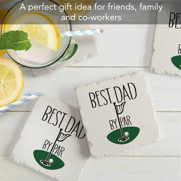 CounterArt/Highland Home/Thirstystone/CoasterStone - Wholesale Coasters - "By Par" Absorbent Stone Tumbled Tile Coaster 4pk