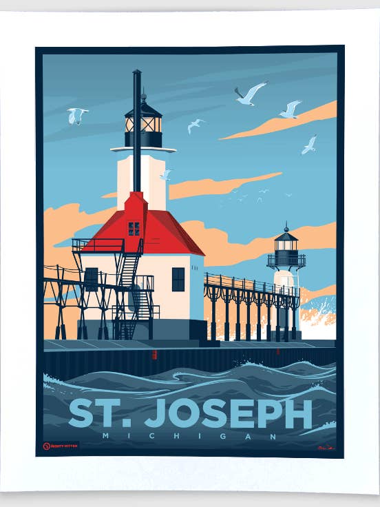 St. Joseph - Michigan Travel Art Print for wholesale by The Mighty Mitten