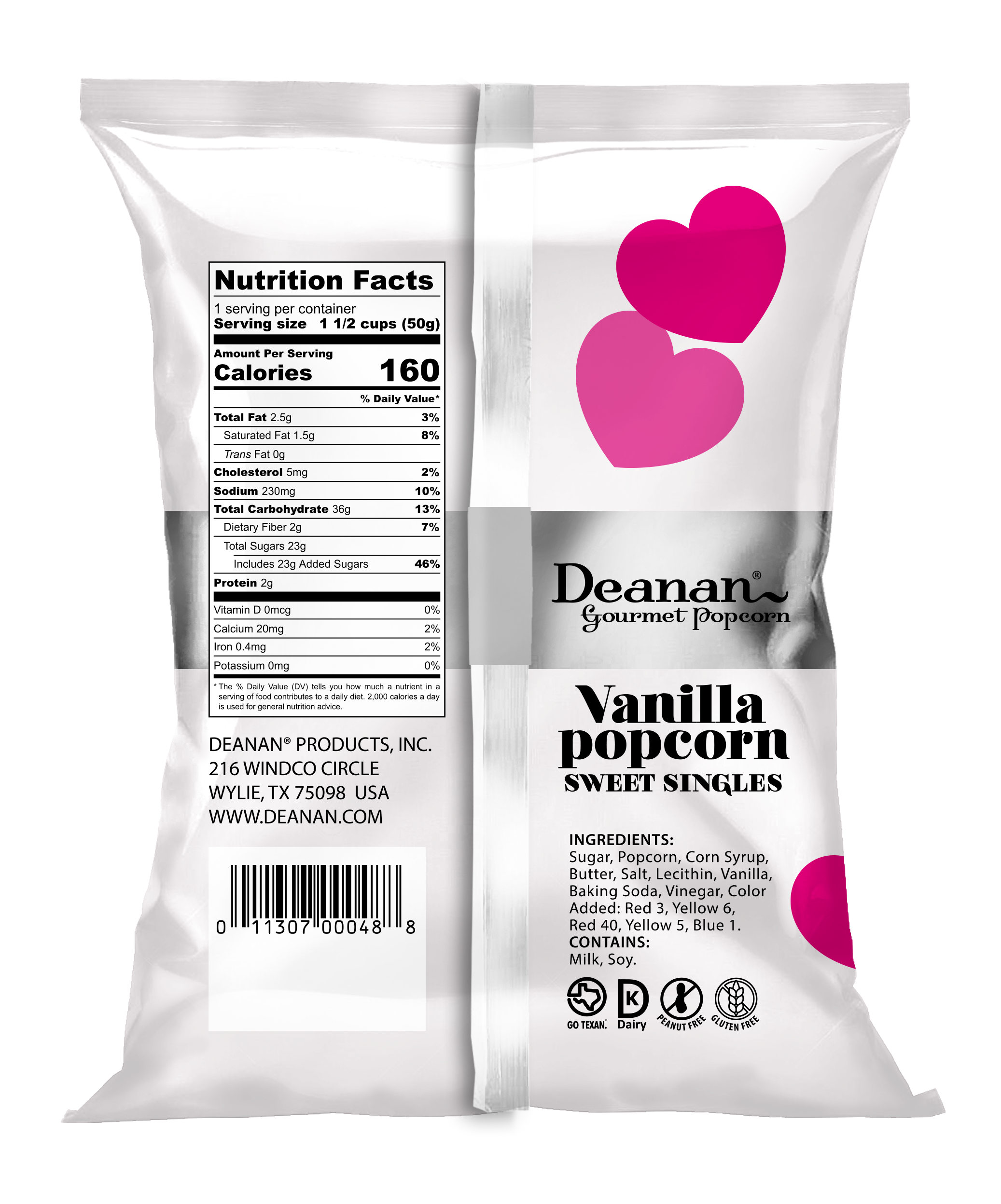Deanan Gourmet Popcorn - Wholesale Popcorn - Vanilla Holiday - 100 Count Heart Bags - 1.5 Cup Bags11