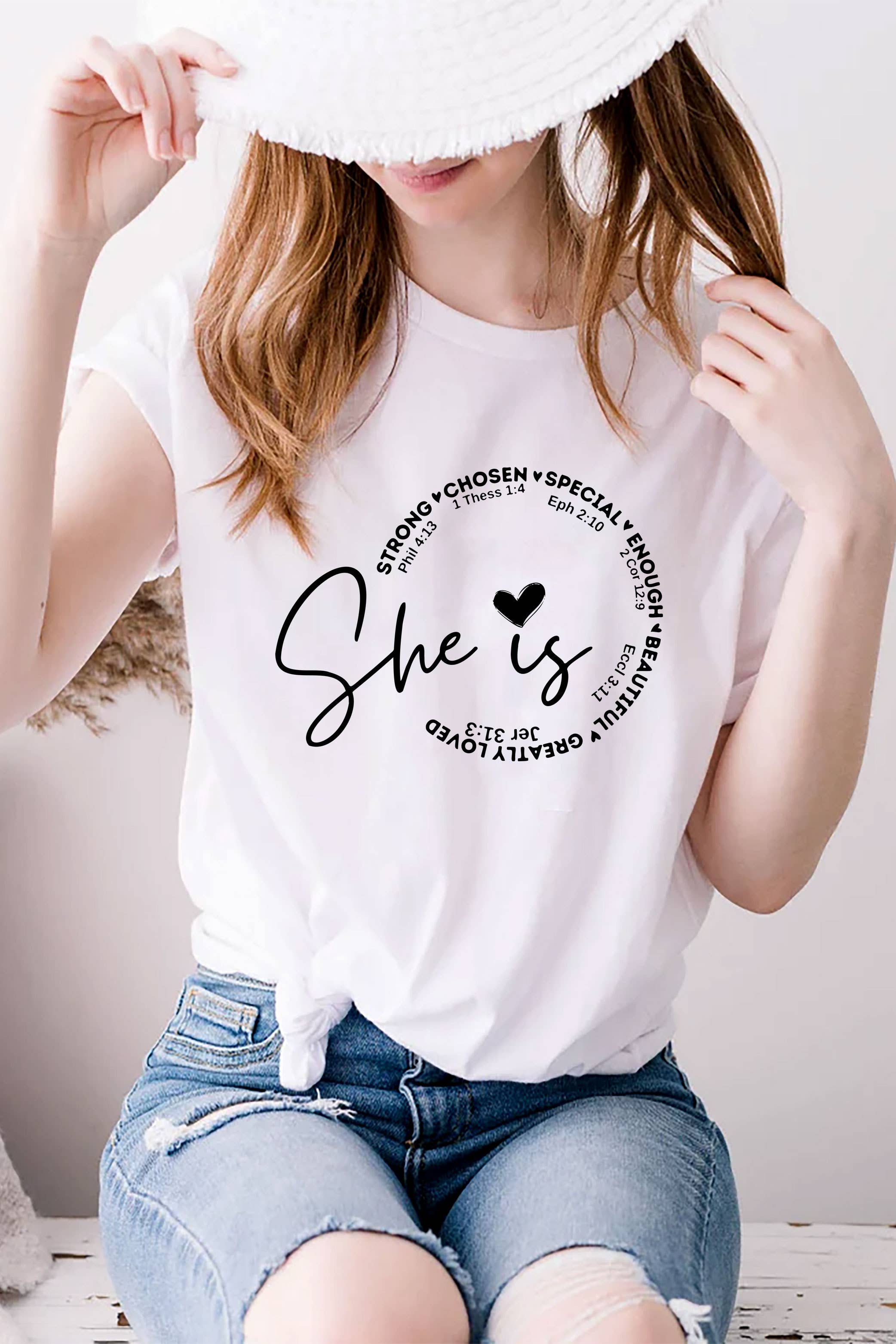 Top Avenue - Wholesale Screen Printed T-Shirt - Women's - She Is Strong Chosen Special, Unisex Round Neck T-Shirt15