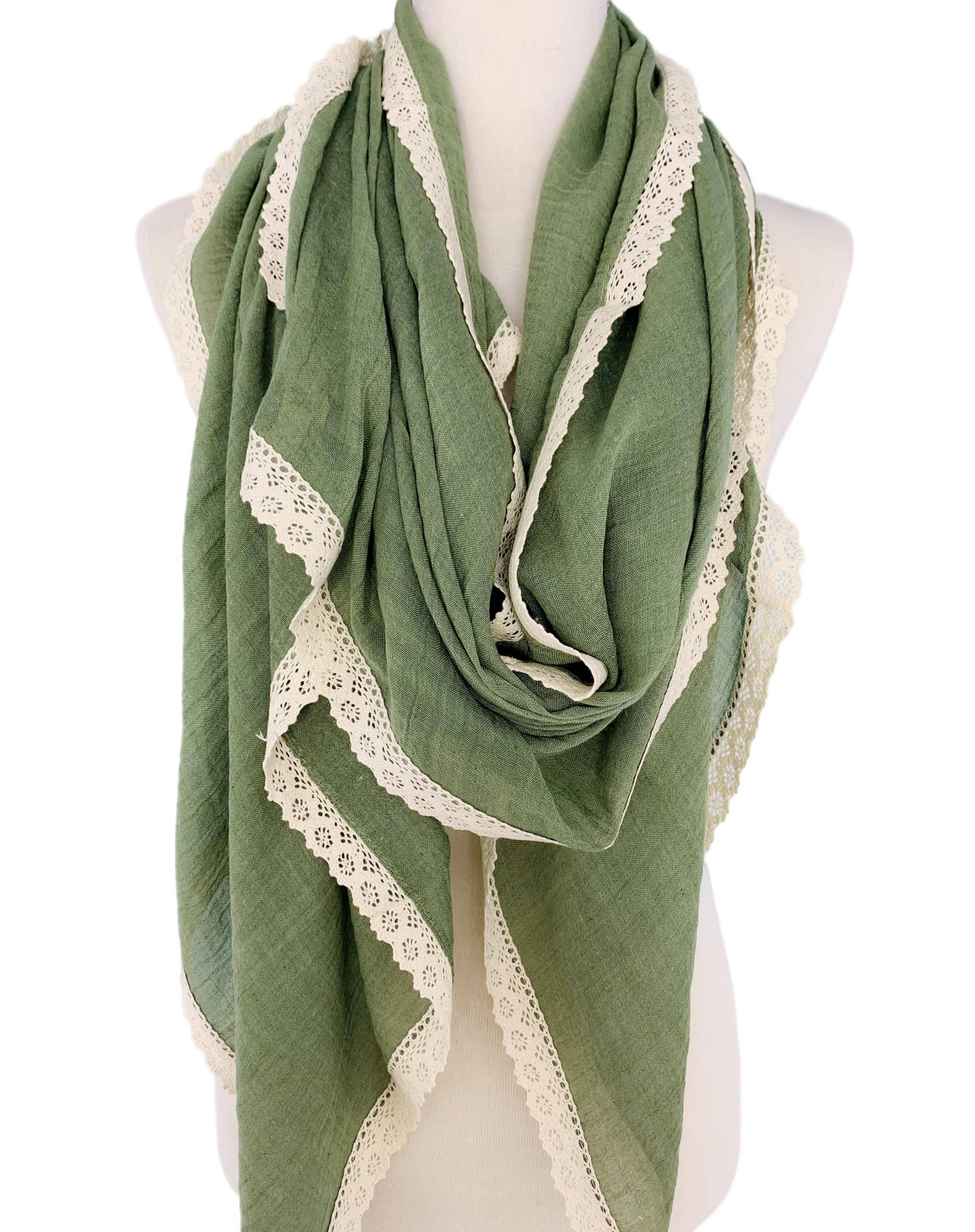 JC Sunny Fashion – wholesale Halsduk - Dam – 12 Färger-Överdimensionerad Lace-Trim Solid Scarf3