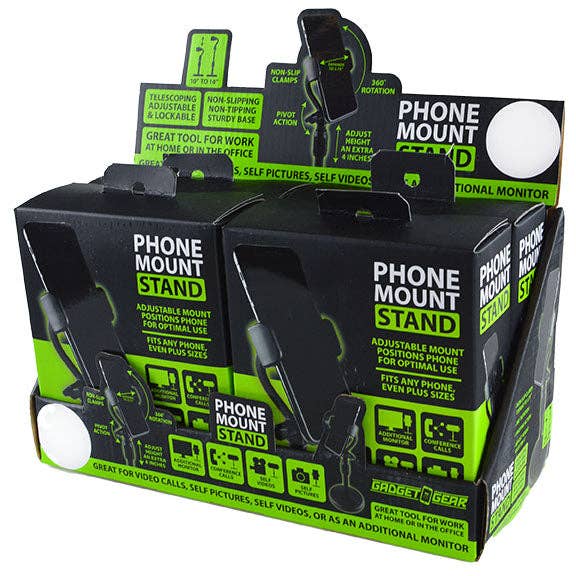 Gadget Gear Adjustable Cell Phone Mount Stand - 4/Display for wholesale by Novelty Brands