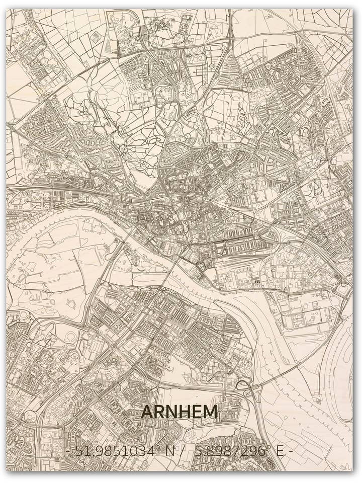 WOODEN WALL DECORATION ARNHEM CITYMAP för wholesale av Brandthout.