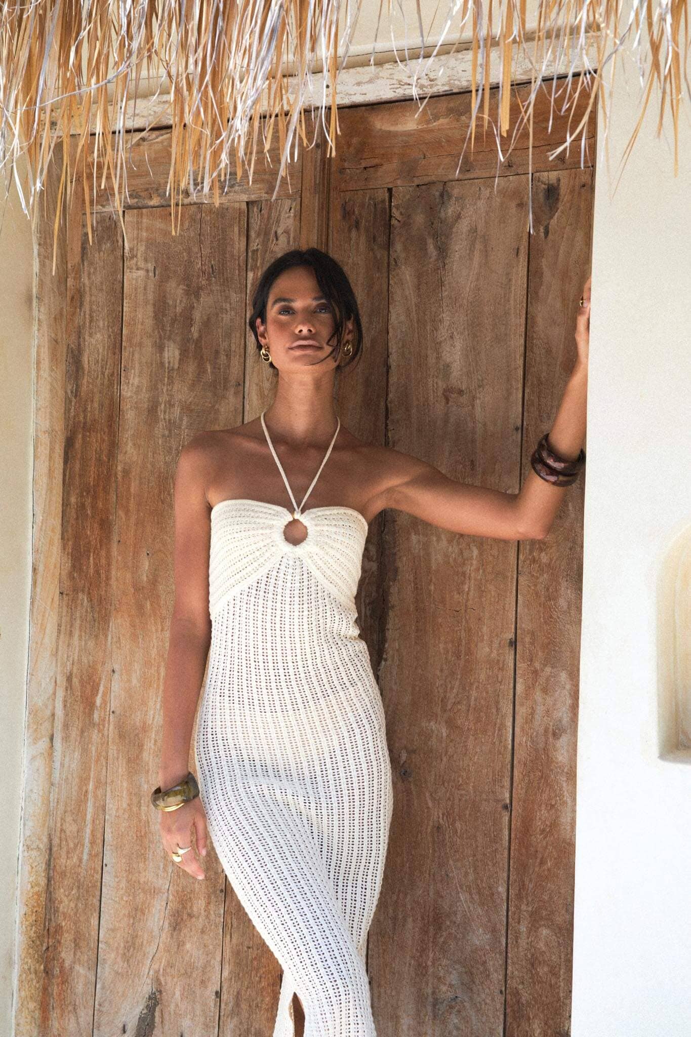 Frankie Knit Dress Off White for wholesale on Faire4