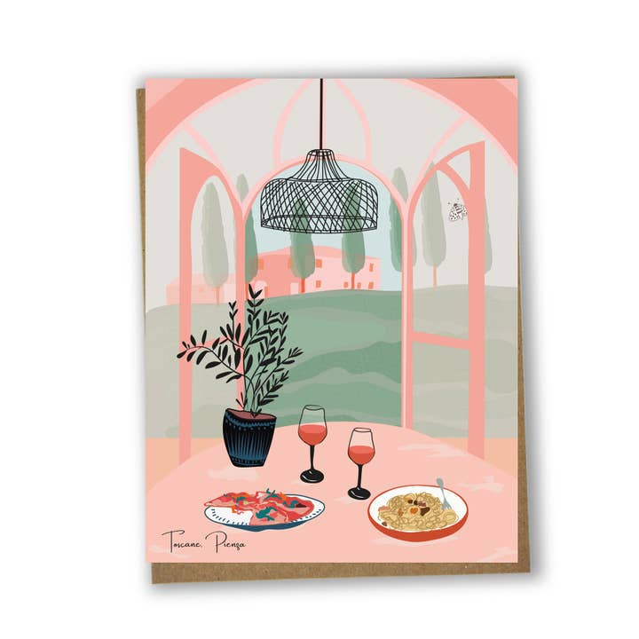 Cities - Tuscany, Pienza travel card for wholesale by Lili Graffiti