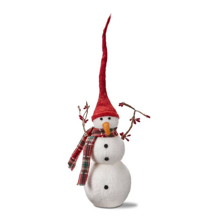 tag - Wholesale Decorative Tabletop Object - Snowman With Berry Branch Arms Large - Multi