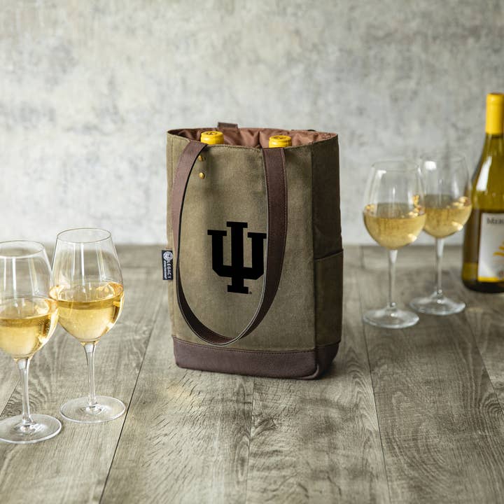 Khaki Green with Beige Accents Indiana Hoosiers 2 Bottle Wine Cooler Bag for wholesale on Faire