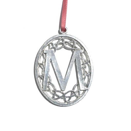 Monogram Letter Christmas Ornament - Initial for wholesale by House of Morgan Pewter