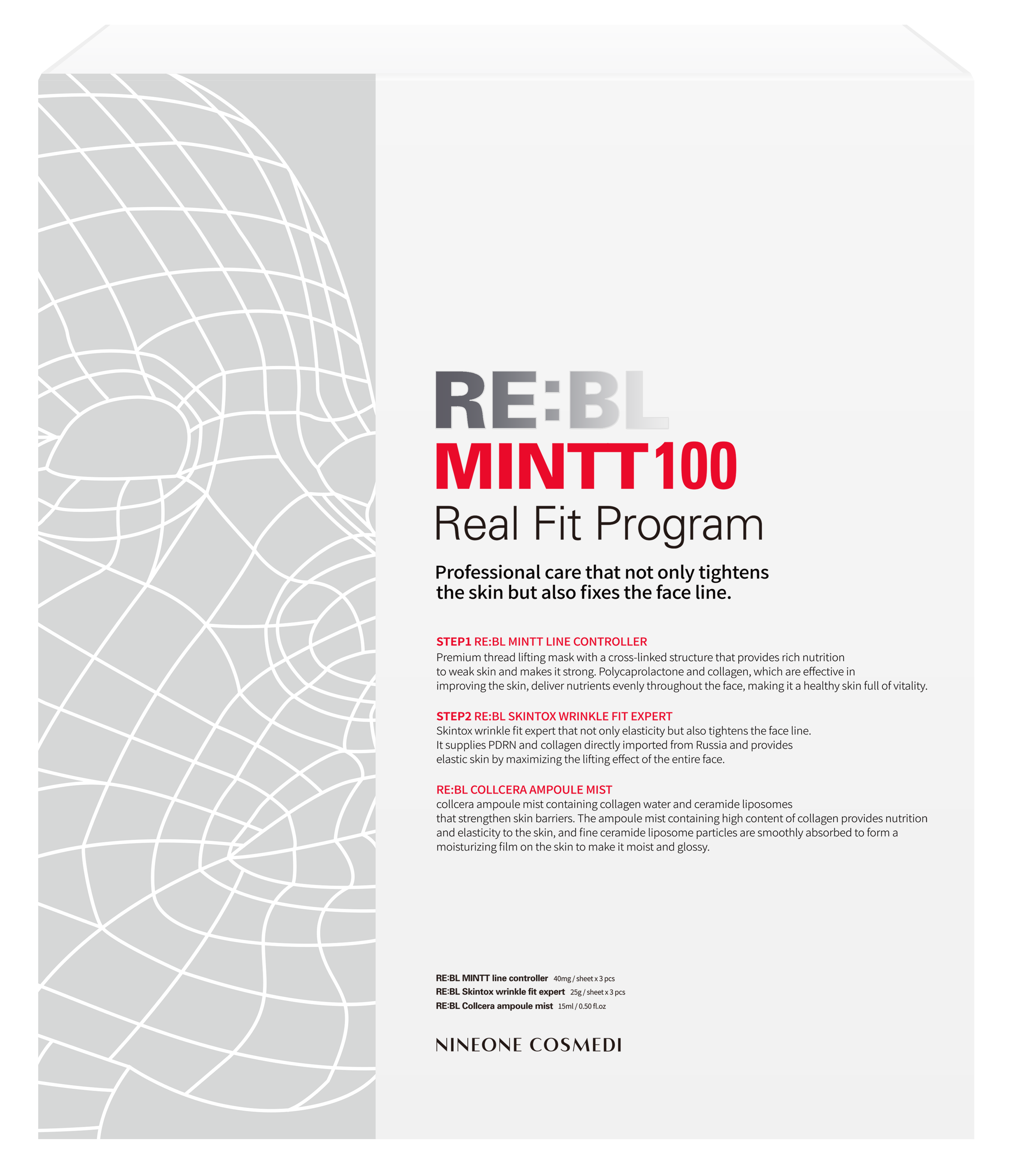 NINEONE COSMEDI - Vente Masque pour le visage - RE : Programme Real Fit BL MINTT 1000