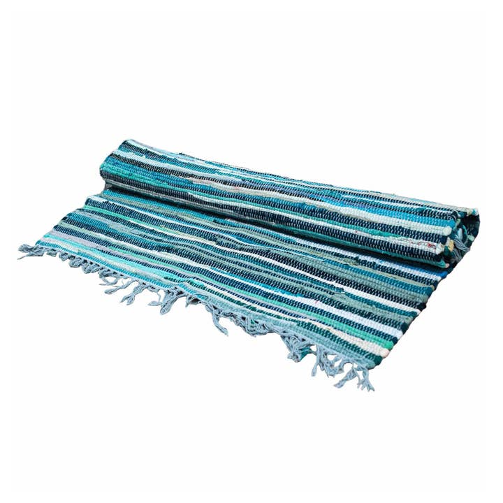 Grand tapis de chiffon Aqua Blues Area en gros pour la vente par Ancient Wisdom