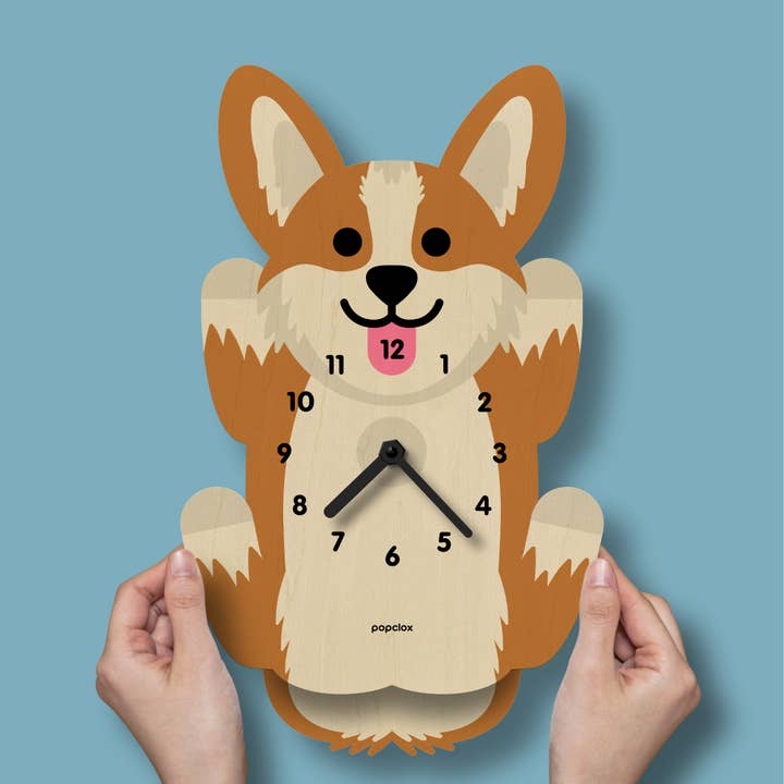 Popclox - Wholesale Wall Clock - Corgi Pendulum Clock - Wood1