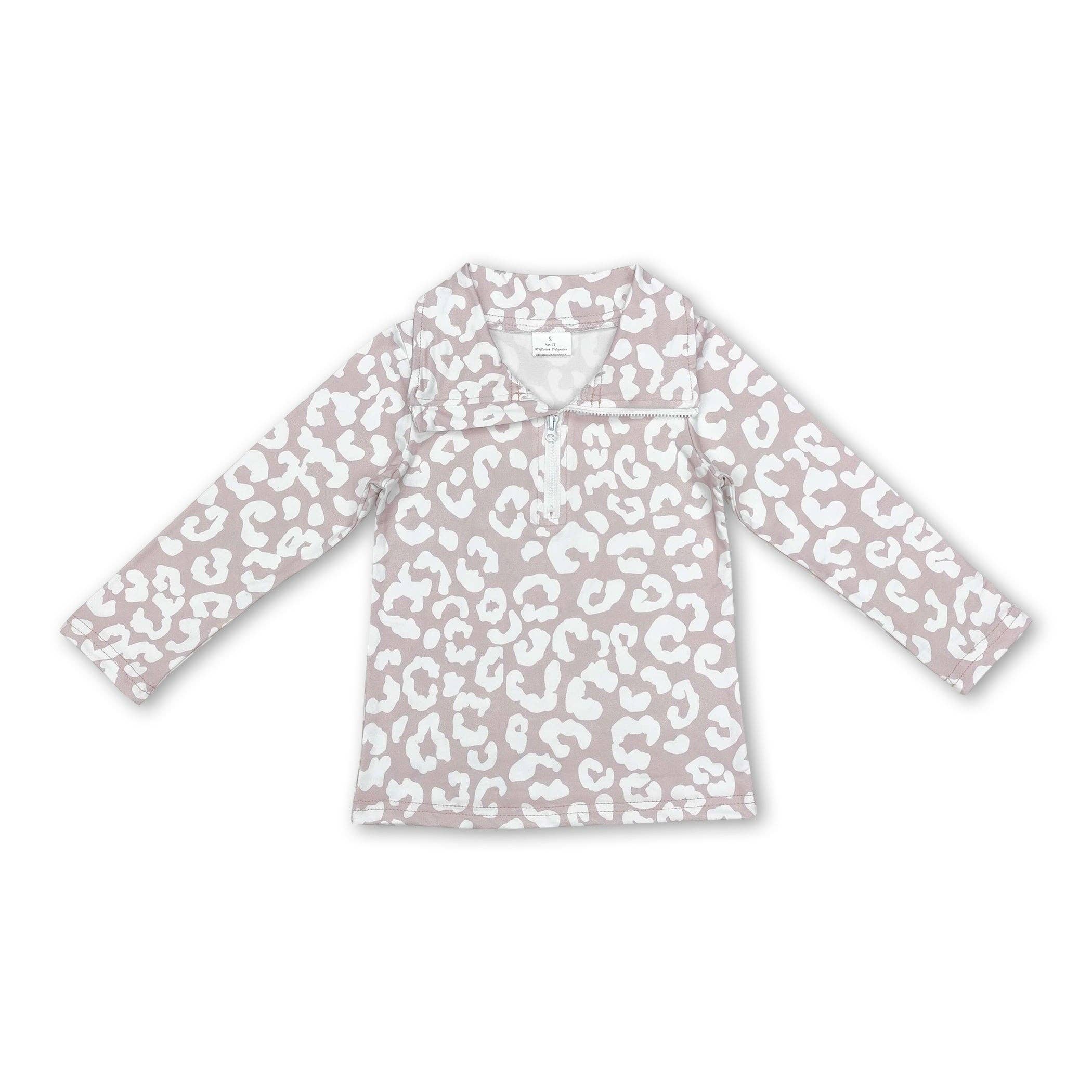 Yawoo Garments - Wholesale Sweatshirt - Kids - Long sleeves leopard zipper baby girls pullover0